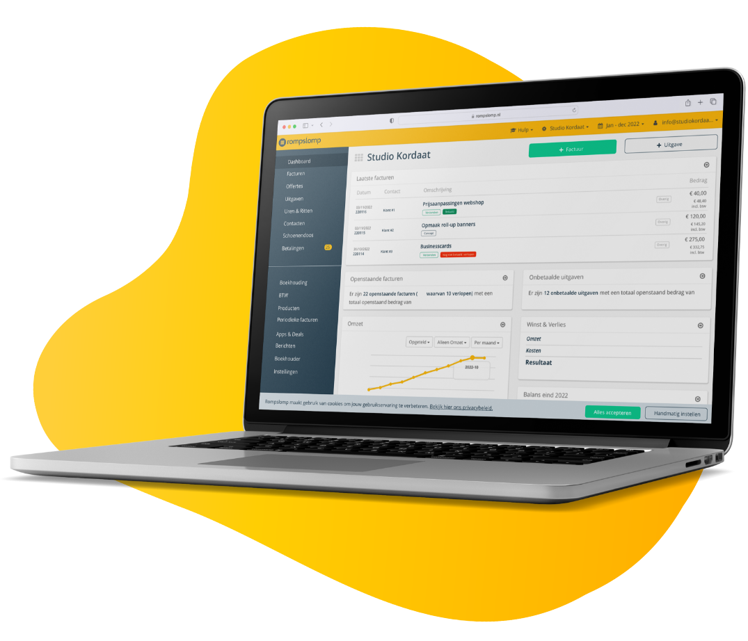 Schermafbeelding van Rompslomp – Dashboard on laptop
